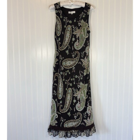 Dresses & Skirts - Vintage Womens 90s Dress Sz 10 Boho Forest Fairy Crochet Lace Paisley Phoebe Y2K